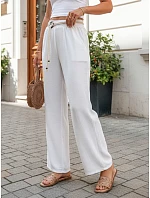 Dámske nohavice so širokými nohavicami, biele, FashionStreet UY3070 Dámske nohavice so širokými nohavicami, biele, FashionStreet UY3070