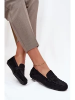 Loafersy Mokasyny Damskie Płaskie Czarne Roseline