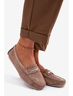 Dámské ploché Mokasíny z přírodního semiše model 22101284 Hnědé - S.Barski