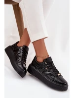 Dámske lakované tenisky na platforme - čierne Lee Cooper Dámske lakované tenisky na platforme - čierne Lee Cooper