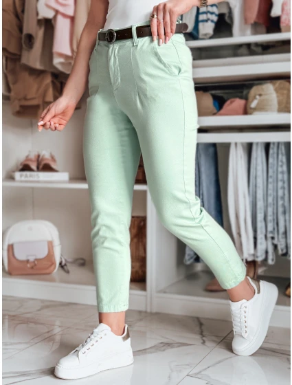 Dámské kalhoty slim fit s páskem mint Dstreet model 21986225 - FashionStreet