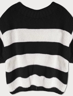 Voľný čierny dámsky pruhovaný sveter (761ART)