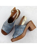 Dámske sandále na podpätku denim gold M.Daszynski MR23126-7