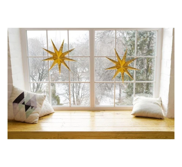 DEKORÁCIA PAPIEROVÁ HVIEZDICA Š.45 CM 9 ZLATÉ RÁMY detské