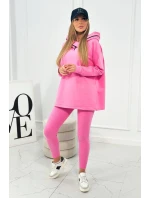 Bavlnená mikina s kapucňou + legíny ružový