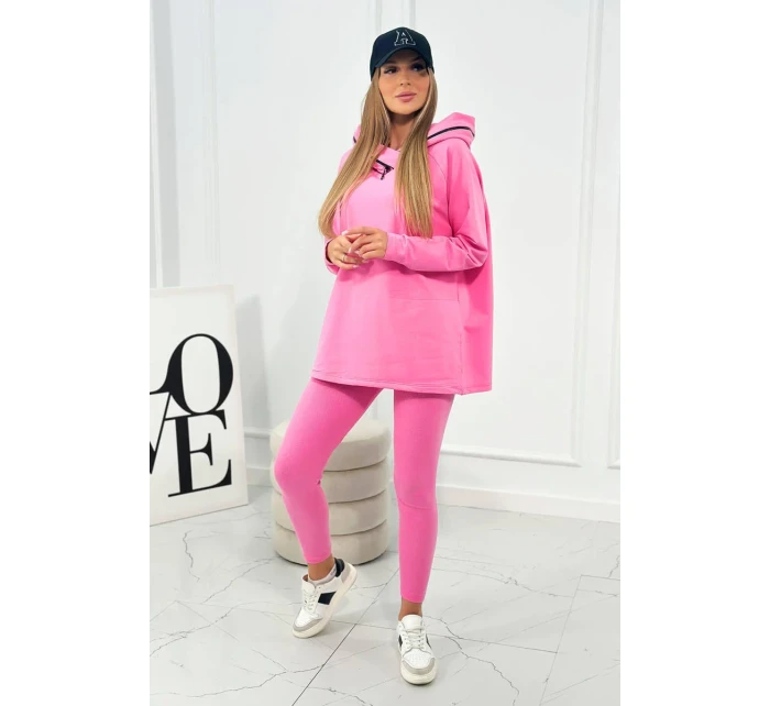 Bavlnená mikina s kapucňou + legíny ružový