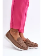 Sametové mokasíny na platformě hnědé model 21655649 - SERGIO LEONE