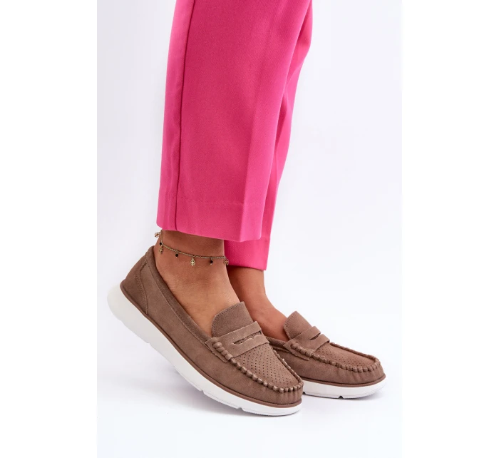 Sametové mokasíny na platformě hnědé model 21655649 - SERGIO LEONE