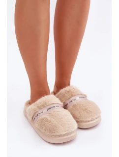 Kožené pantofle s ozdobným páskem béžové model 21681803 - Boto