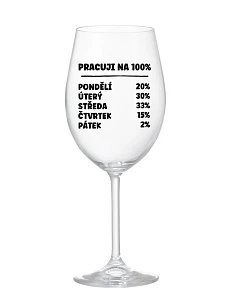 I WORK 100% - číry pohár na víno 350 ml