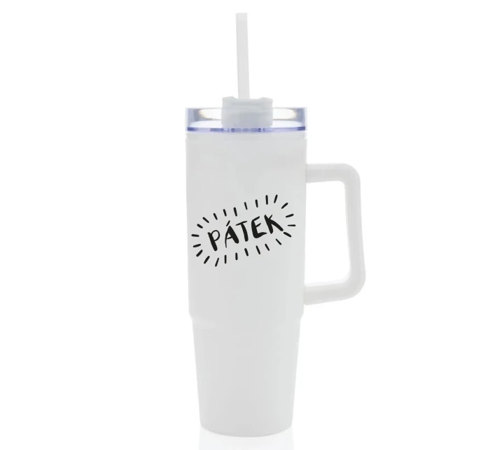 PÁTEK - bílý cestovní hrnek s průhledným víčkem 900 ml