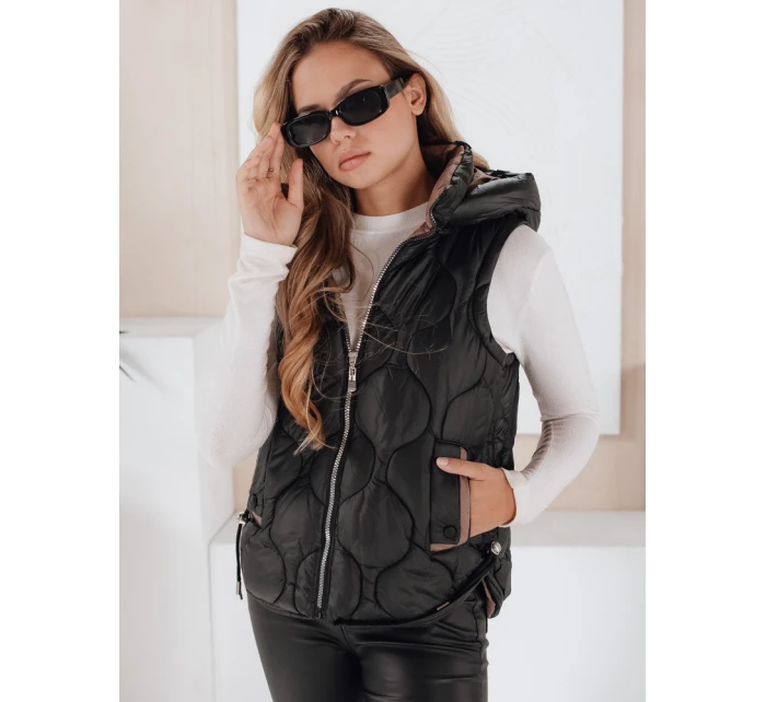 Dámská prošívaná vesta s kapucí černá Dstreet model 21990916 - FashionStreet