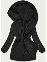 Čierna dámska bunda parka s kapucňou (B8121-1)