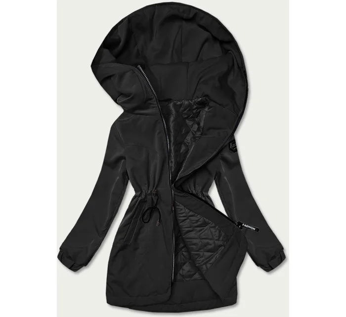 Čierna dámska bunda s kapucňou (B8121-1) Čierna dámska bunda s kapucňou (B8121-1)