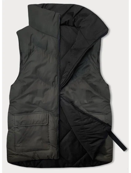 Oboustranná péřová dámská vesta v army barvě model 18823004 - J.STYLE Oboustranná péřová dámská vesta v army barvě model 18823004 - J.STYLE