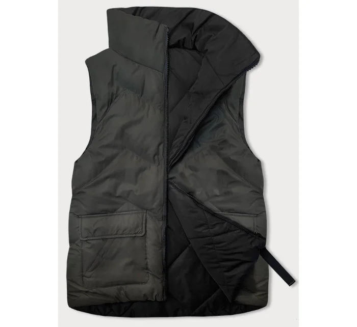 Oboustranná péřová dámská vesta v army barvě model 18823004 - J.STYLE Oboustranná péřová dámská vesta v army barvě model 18823004 - J.STYLE