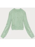 Dámska tenká krátka mikina pistáciová (8B938-39)