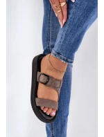 Dámské Semišové Pantofle Na Platformě Hnědé model 21686348 - Zazoo