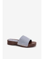 Dámské pantofle se zlatými sponami modré model 21918761 - Boto