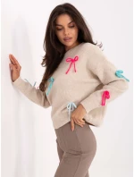 Sweter PM SW model 21300779 jasny beżowy - FPrice Sweter PM SW model 21300779 jasny beżowy - FPrice