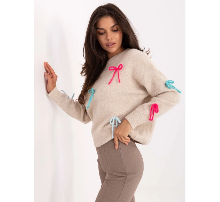 Sweter PM SW model 21300779 jasny beżowy - FPrice Sweter PM SW model 21300779 jasny beżowy - FPrice