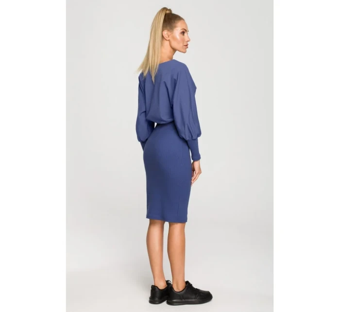Pletené šaty v hladké indigo model 18004240 - Moe