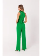 model 18383635 Kombinéza s výstřihem a vázáním zelená - Moe model 18383635 Kombinéza s výstřihem a vázáním zelená - Moe
