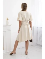 Šaty s vrstveným výstrihom IT-42 béžová - Kesi