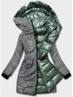 Dámska obojstranná bunda v zelenej metalíze (b8070-10)