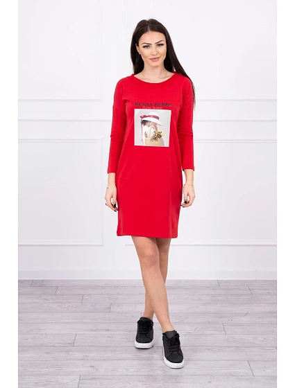 Šaty s potiskem model 18744180 červené - K-Fashion