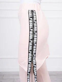 Nohavice/oblek s nápisom selfie powder pink