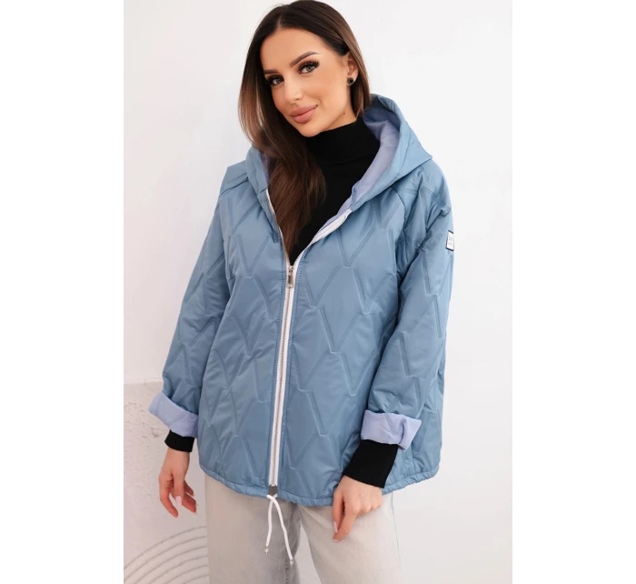 Dámska jarná prešívaná bunda s kapucňou a džínsovým zipsom, denim Dámska jarná prešívaná bunda s kapucňou a džínsovým zipsom, denim