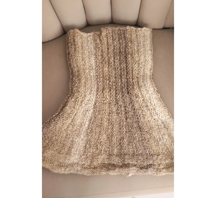 Dámska pletená mäkká šatka golfová zimná KN21 béžová Dámska pletená mäkká šatka golfová zimná KN21 béžová