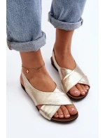 Zazoo 40407 Sandały Skórzane Damskie Złote