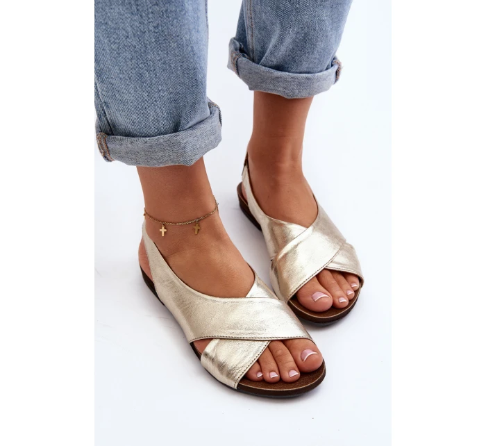 Zazoo 40407 Sandały Skórzane Damskie Złote