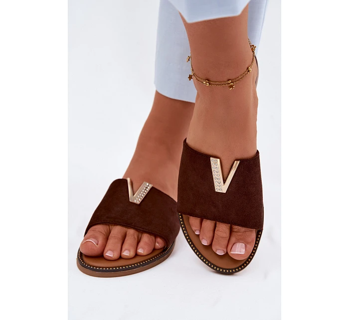 Dámské ploché s ozdobným detailem V Čokoládové model 22111391 - Boto