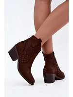 Kožené boty s podpatkem a  Hnědé model 22366532 - S.Barski