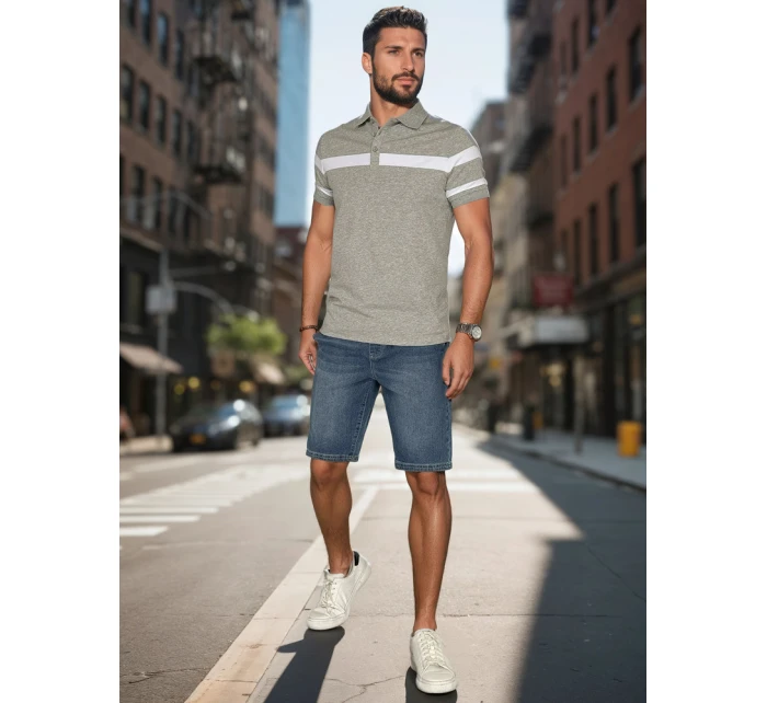 Pánska polokošeľa s pruhmi sivá FashionStreet PX0629 Pánska polokošeľa s pruhmi sivá FashionStreet PX0629