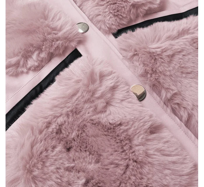 Růžová dámská vesta s kožíškem model 16151643 - S'WEST Růžová dámská vesta s kožíškem model 16151643 - S'WEST