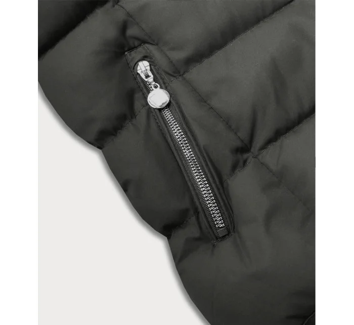 Perová dámska vesta v army farbe (5M719-136)