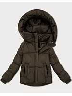 Hnědá dámská oversize bunda pro přechodné období model 21439662 - S'WEST Hnědá dámská oversize bunda pro přechodné období model 21439662 - S'WEST