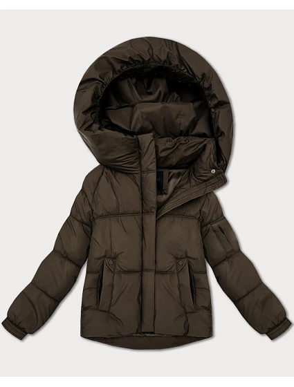 Hnědá dámská oversize bunda pro přechodné období model 21439662 - S'WEST Hnědá dámská oversize bunda pro přechodné období model 21439662 - S'WEST