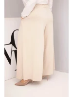 Dámské bavlněné kalhoty Plus Size s širokými nohavicemi a volným střihem béžové Dámské bavlněné kalhoty Plus Size s širokými nohavicemi a volným střihem béžové