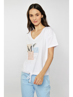 Monnari Blúzky Bavlnené tričko s ozdobným panelom Biela