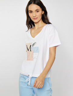 Monnari Blúzky Bavlnené tričko s ozdobným panelom Biela
