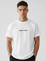Pánske tričko oversize s nápisom I DON'T CARE white FashionStreet NX1044R
