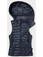 Prešívaná vesta s kapucňou v tmavomodrej farbe (16M9138-215)
