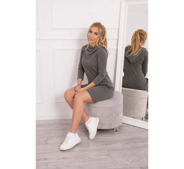 Šaty s kapucí a kapsami graphite melange Šaty s kapucí a kapsami graphite melange