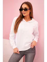 Dámska bavlnená mikina s kapucňou s vreckami biela