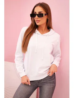 Dámská bavlněná mikina s kapucí a kapsami bílá